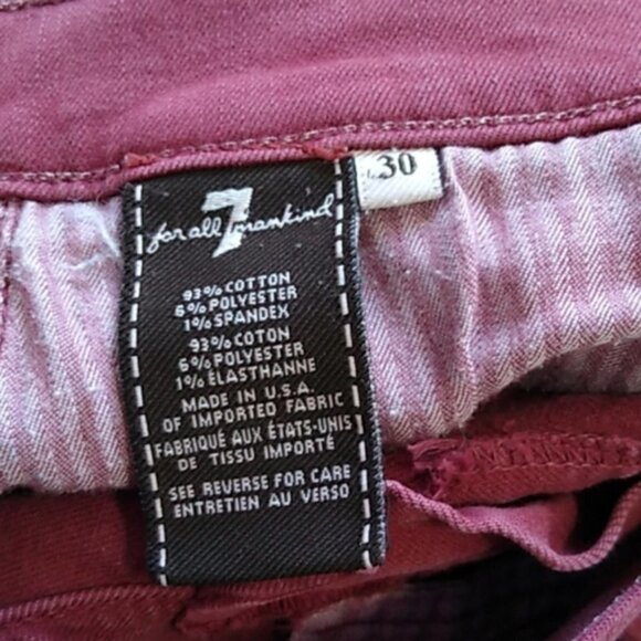 7 for All Mankind The Skinny Burgundy Cropped Jeans - Picture 10 of 16